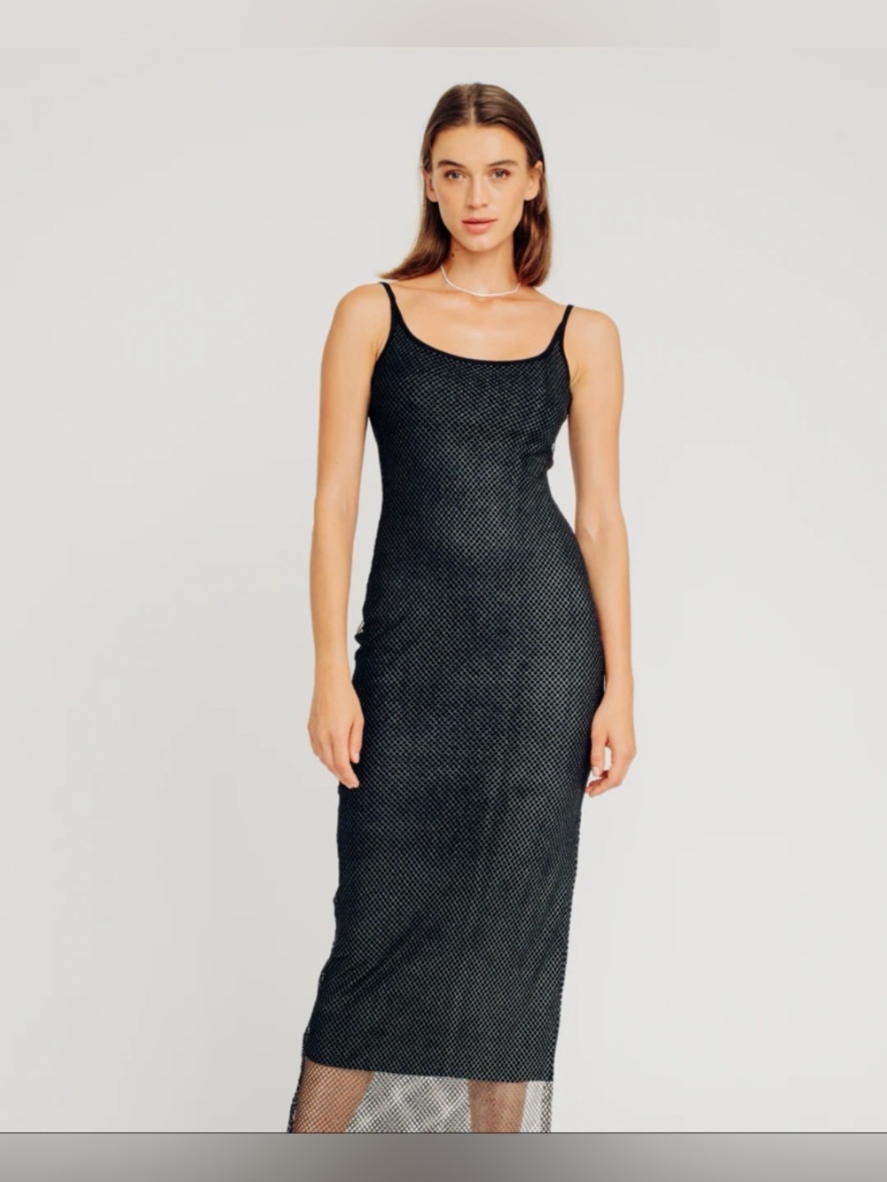 NWT Torn by Ronny Kobo Black Mesh Maxi Slip Dress